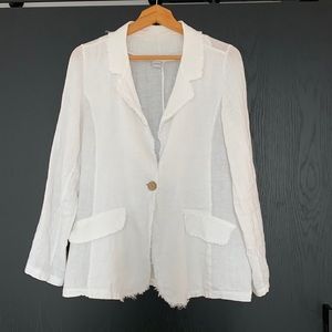 Janelle white linen blazer
